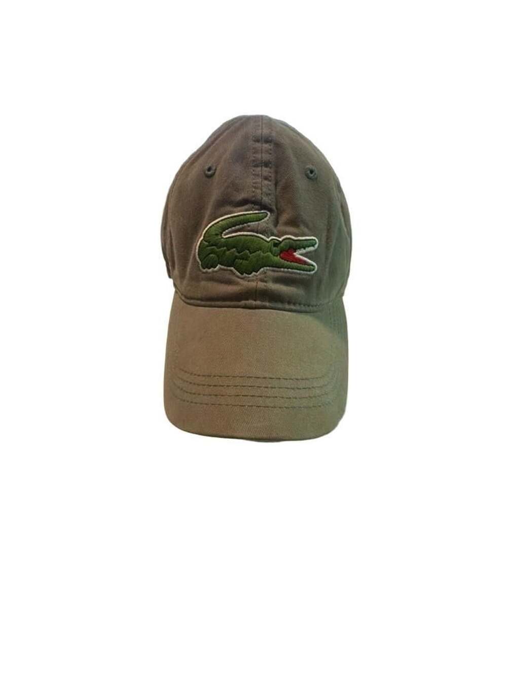 Lacoste Men's Khaki Green Gabardine Cap with Oversized Crocodile Logo